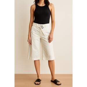 Old Navy Women’s Low Waist White Bermuda Shorts Sz 2 Belted 100% Cotton Casual